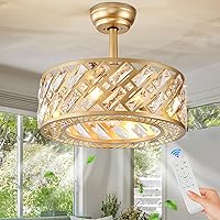 Crystal Caged Ceiling Fans with Light, 18