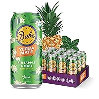 Babe Yerba Mate, Natural Energy Drink Alternative, Organic Pineapple & Mint, 16oz (Pack of 12), 150mg Caffeine