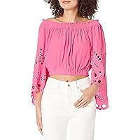 Ramy Brook Women's Kory Off Shoulder Embellished Top, Wild Pink, Small