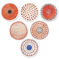 Set of 6 Coasters for Drinks Absorbing Round Ceramic Stone Coaster with Cork Base Tabletop Protection Mat for Mugs and Cups,Office,Kitchen (Coral Watercolor Series)