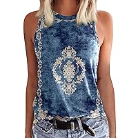 SNKSDGM Summer Tank Tops for Women Loose Fit Racerback Round Neck Sleeveless Tops Casual Striped Print Flowy Tee Shirts