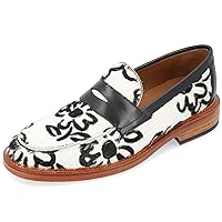 TAFT Mens Fitz Patterned Leather Penny Loafer Slip-on Block Heel Round Toe Cushioned Casual Dress Shoe