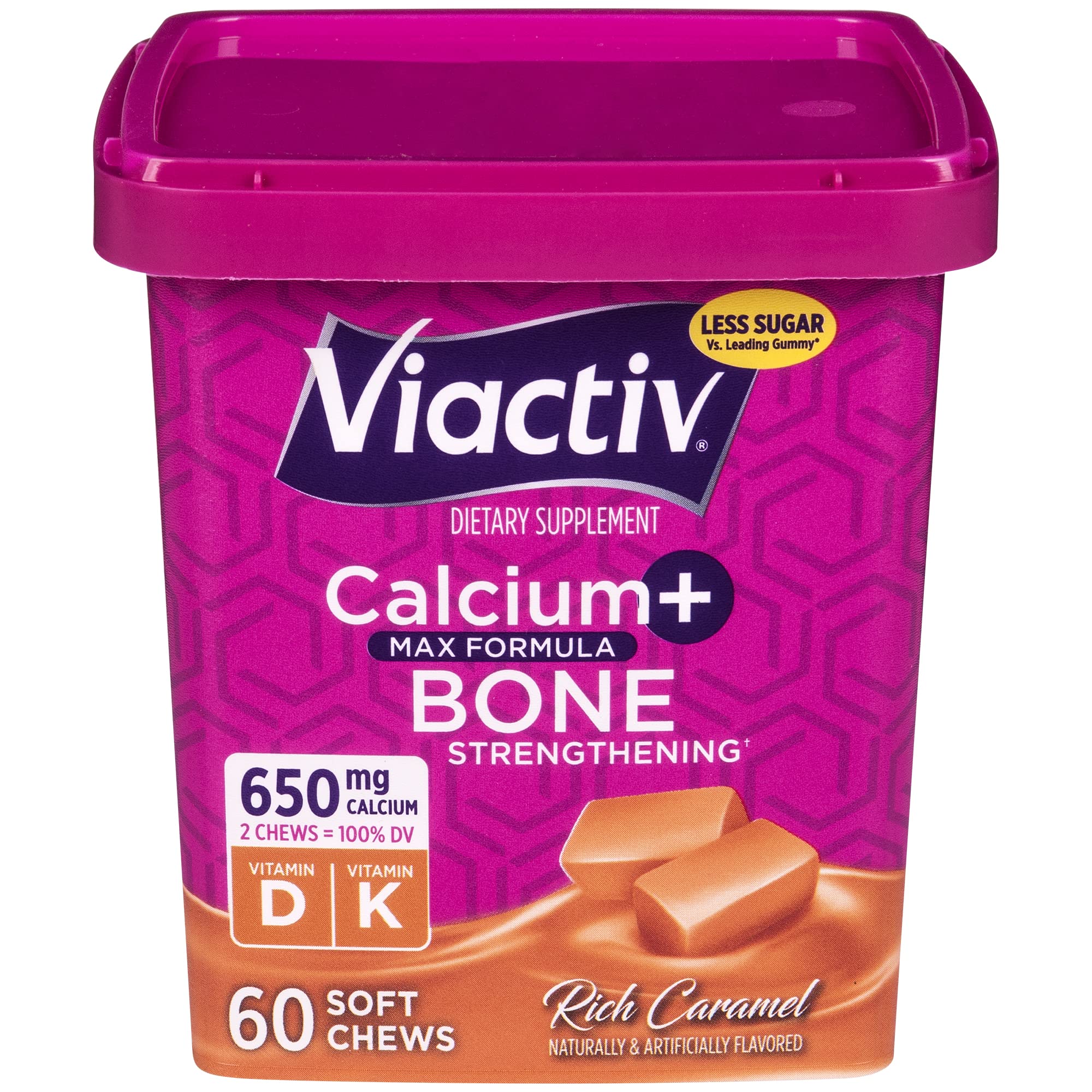 Viactiv Calcium +Vitamin D3 Supplement Soft Chews, Caramel & Calcium +Vitamin D3 Supplement Soft Chews, Milk Chocolate, 60 Chews - Calcium Dietary Supplement for Bone Health