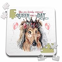 3dRose Queen for a Day Theme with a Collie Dog in a Floral Crown - Puzzles (pzl-382694-2)
