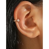 Earrings for Women- 1pc Rhinestone Decor Ear Cuff Birthday Valentine's Day (Color : Gold)