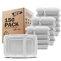 Freshware Meal Prep Containers [150 Pack] 2 Compartment with Lids, Food Storage Containers, Bento Box, BPA Free, Stackable, Microwave/Dishwasher/Freezer Safe (28 oz)