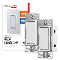 Z-Wave Smart Rocker Light Switch with QuickFit and SimpleWire, 3-Way Ready, Works with Alexa, Google Assistant, ZWave Hub Required, Repeater/Range Extender, White Paddle Only, 2-Pack, 54890