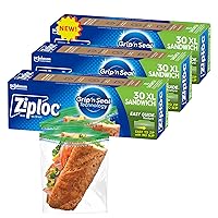 XL Sandwich and Snack Bags, Storage Bags for On the Go Freshness, Grip 'n Seal Technology for Easier Grip, Open, and Close, 30 Count (Pack of 3)