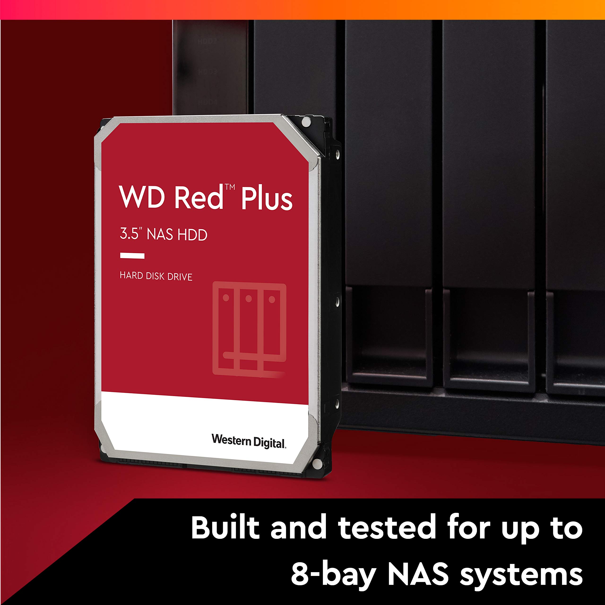 Western Digital 4TB WD Red Plus NAS Internal Hard Drive HDD - 5400 RPM, SATA 6 Gb/s, CMR, 64 MB Cache, 3.5