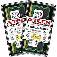 A-Tech 32GB Kit (2x16GB) DDR5 4800MHz PC5-38400 CL40 SODIMM 1.1V Non-ECC Unbuffered SO-DIMM 262-Pin Laptop RAM Memory Upgrade Modules