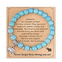 HGDEER Elephant Gifts for Women, Natural Stone Inspiration Strong Elephant Bracelet for Women Teen Girls