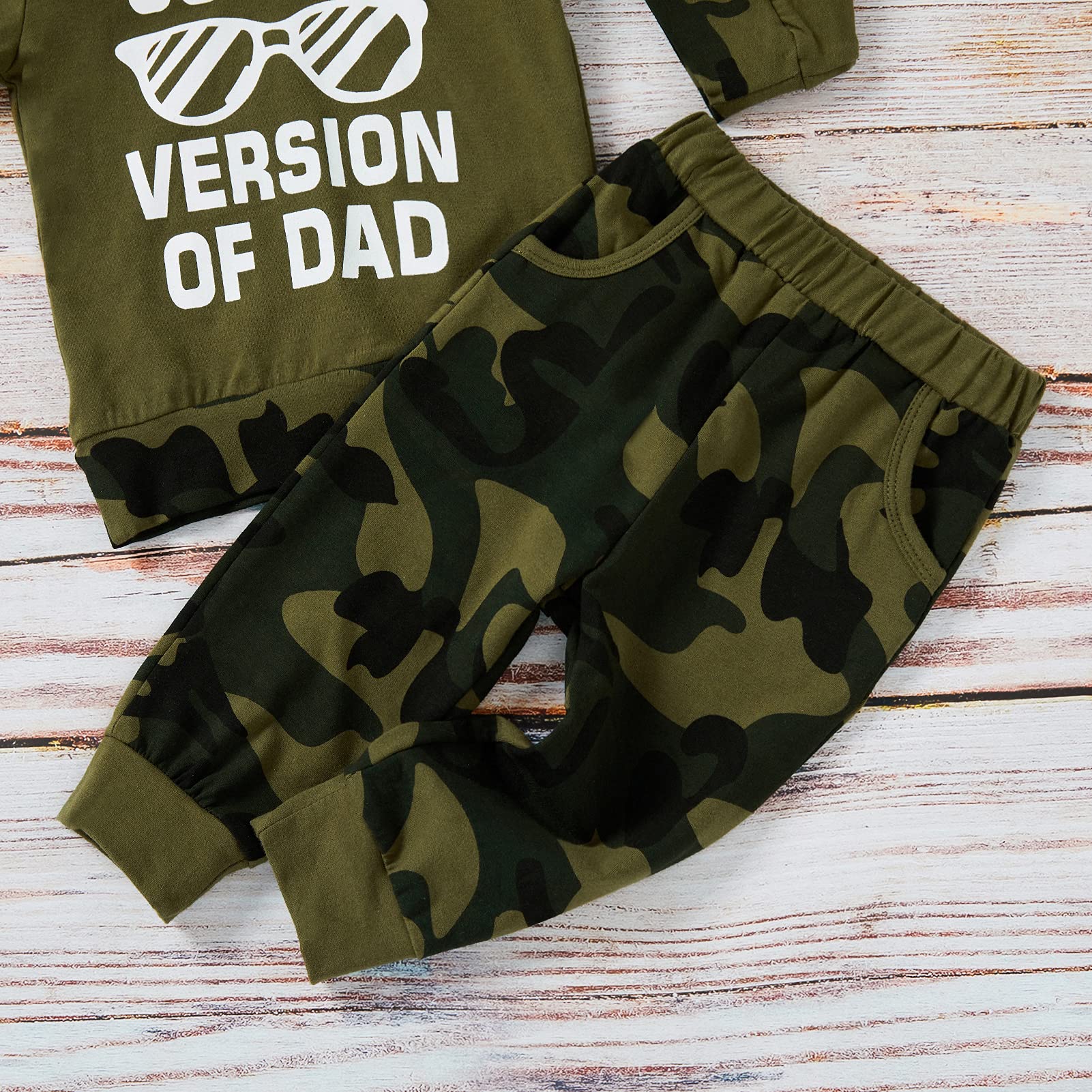 Baby Boy Pant Outfits Cooler Version of Dad Hoodie Camouflage Pants 2Pcs Casual Clothes