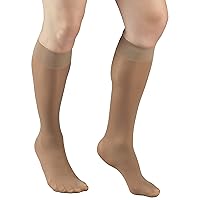 Truform Sheer Compression Stockings, 8-15 mmHg, Women's Knee High Length, 20 Denier, Beige, X-Large