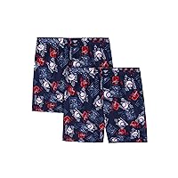 Mucwer 2P Men Cotton Beach Shorts,Summer Casual Beach Shorts Print Drawstring Breathable Pajamas Bottoms Shorts