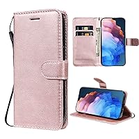 Case for Xiaomi Redmi Note 10 4G / Redmi Note 10S, PU Leather Wallet Case for Xiaomi Redmi Note 10 4G / Redmi Note 10S, Magnetic Protective Cover with TPU Shockproof Inner Shell, Rose Gold