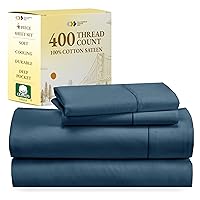 California Design Den Soft 100% Cotton Sheets, Full Size Sheet Sets, 4 Pc Set, 400 Thread Count Sateen Bedding, Deep Pocket Sheets, Cooling Sheets, Full Size Sheets, Breathable Bed Set (Peacock Blue)