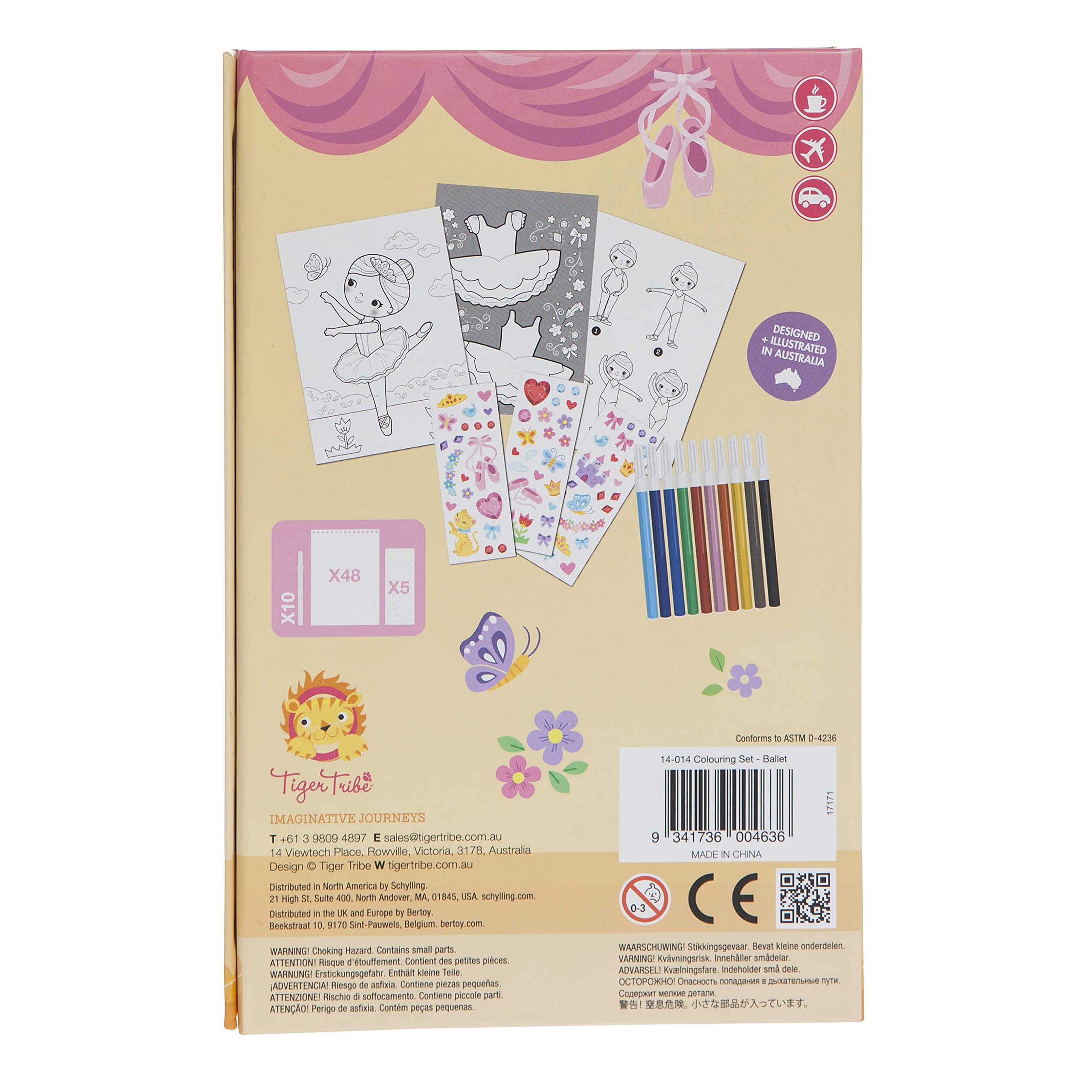 Tiger Tribe Schylling Ballet Coloring Set - Travel Take Along Art Kit - All Supplies Included - Easy Storage - Ages 3+ - 14014, Small