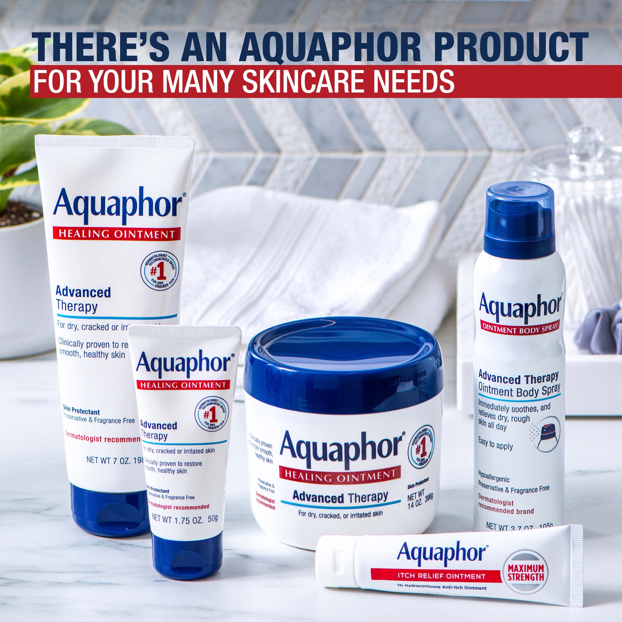 Aquaphor Healing Ointment Advanced Therapy Skin Protectant with Touch-Free Applicator, 3 Oz Tube, Pack of 3