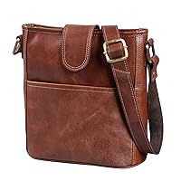 LEABAGS Leather Crossbody Bag - Vintage Genuine Buffalo Leather Handbag - Shoulder Messenger Bag Men Women Briefcase Athens