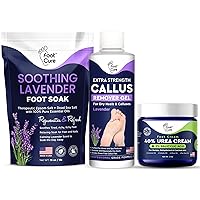 Lavender Foot Soak & Callus Remover Gel Kit - Extra Strength Callus Remover Gel for Feet, Remove Calluses with Epsom Salts, Dry Cracked Heels & Tea Tree Oil Foot Cream - Moisturizing Athletes Foot