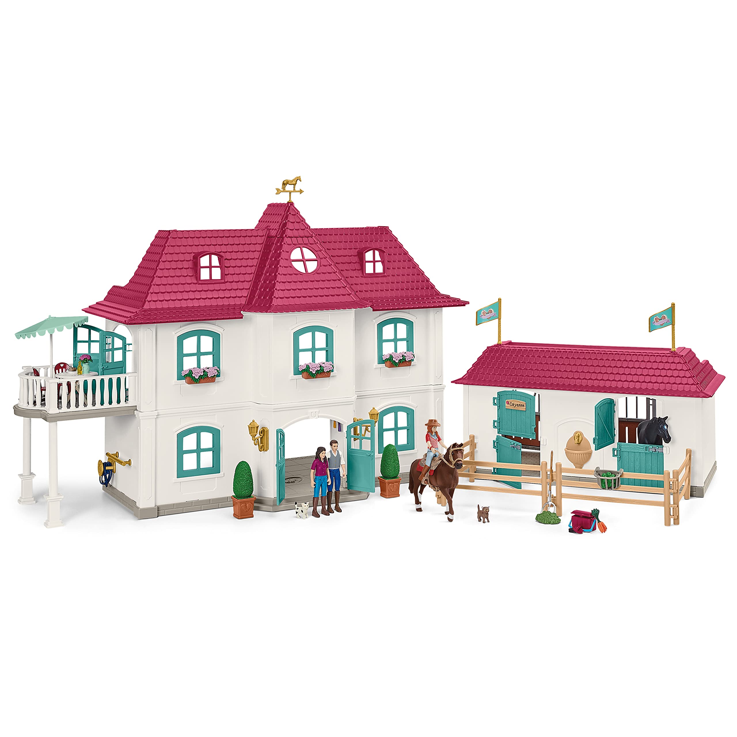 Schleich Horse Toys and Playsets, Award Winning 108 Piece Set Lakeside Country House, Horse Stable, Pony Figurines, Rider Action Figures, and Barn Accessories, for Girls and Boys Ages 5 and Above