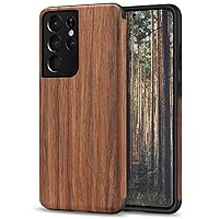 TENDLIN Designed for Samsung Galaxy S21 Ultra Case, Wood Grain Design TPU Hybrid Case Compatible with Galaxy S21 Ultra 5G (Red Sandalwood)