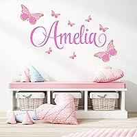 Butterfly Wall Decals - Custom Name Wall Decal – Baby Girl Wall Decor - Personalized Name Wall Decals for Girls – Kids Bedroom Nursery Decor - Butterflies Sticker