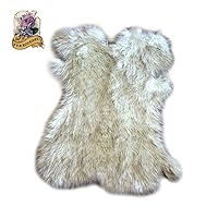 Arctic Fox Faux Fur, Throw Rug, Shag Sheepskin Pelt Rug, Faux Flokati Pelt, Suede Lined 30