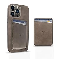 Magnetic iPhone Leather Wallet with MagSafe for iPhone 14 Pro Max/14 Plus/14 Pro/14, for iPhone 13 Pro Max/13 Pro/13/13 Mini, for iPhone 12 Pro Max/12 Pro/12/12 Mini (Ash)