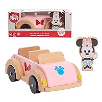 Disney Wooden Toys Minnie Mouse Figure and Vehicle, Officially Licensed Kids Toys for Ages 3 Up by Just Play