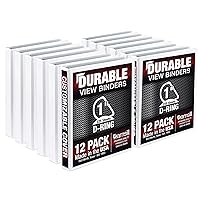 Samsill Durable 1 Inch Binder, Made in the USA, D Ring Binder, Customizable Clear View Cover, White, 12 Pack, Each holds 225 Pages