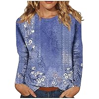 FQZWONG Resort Wear for Women 2024 Plus Size Womens Long Sleeve Tops Classic Graphic Tees Casual Ladies Crew Neck Blouses