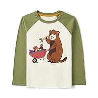 Boys' and Toddler Spring and Summer Embroidered Graphic Long Sleeve T-Shirts