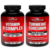 Divine Bounty Super B Complex Vitamins & Turmeric Curcumin Bundle