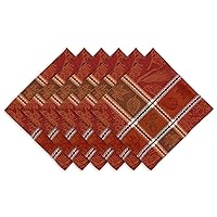 DII Traditional Harvest Wheat Jacquard Collection Thanksgiving Fall Table Décor Damask Cotton, Square Napkin Set, 20x20, Wine Red Botanical, 6 Piece