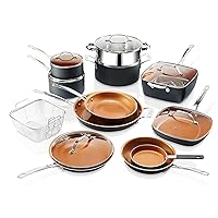 Gotham Steel Ultimate Chef 20 Piece Nonstick Complete Cookware Set – – Includes, Skillets, Stock Pots, Frying Basket, Egg Pan, Steamer Rack and More Dishwasher and Oven Safe