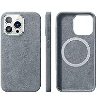 Case for iPhone 15/15 Pro/15 Plus/15 Pro Max, Handmade Alcantara Suede, Comfortable & Stylish [Compatible with Magsafe] Shockproof Anti-Slip Ultralight Luxury Case,Gray,15 Pro Max