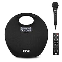 Pyle Built in Rechargeable Battery Wireless Portable Bluetooth Speaker, with Wireless Microphone, Clear Surround Sound, Mini IPX4 Waterproof Speaker for Indoor and Outdoor Activities,Black