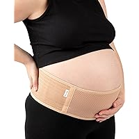Maternity Belt - Belly Band Back Brace - Pregnancy Must Haves - Pregnancy Belly Support Band - Back Support - Belly Band for Pregnancy (Beige, Large)