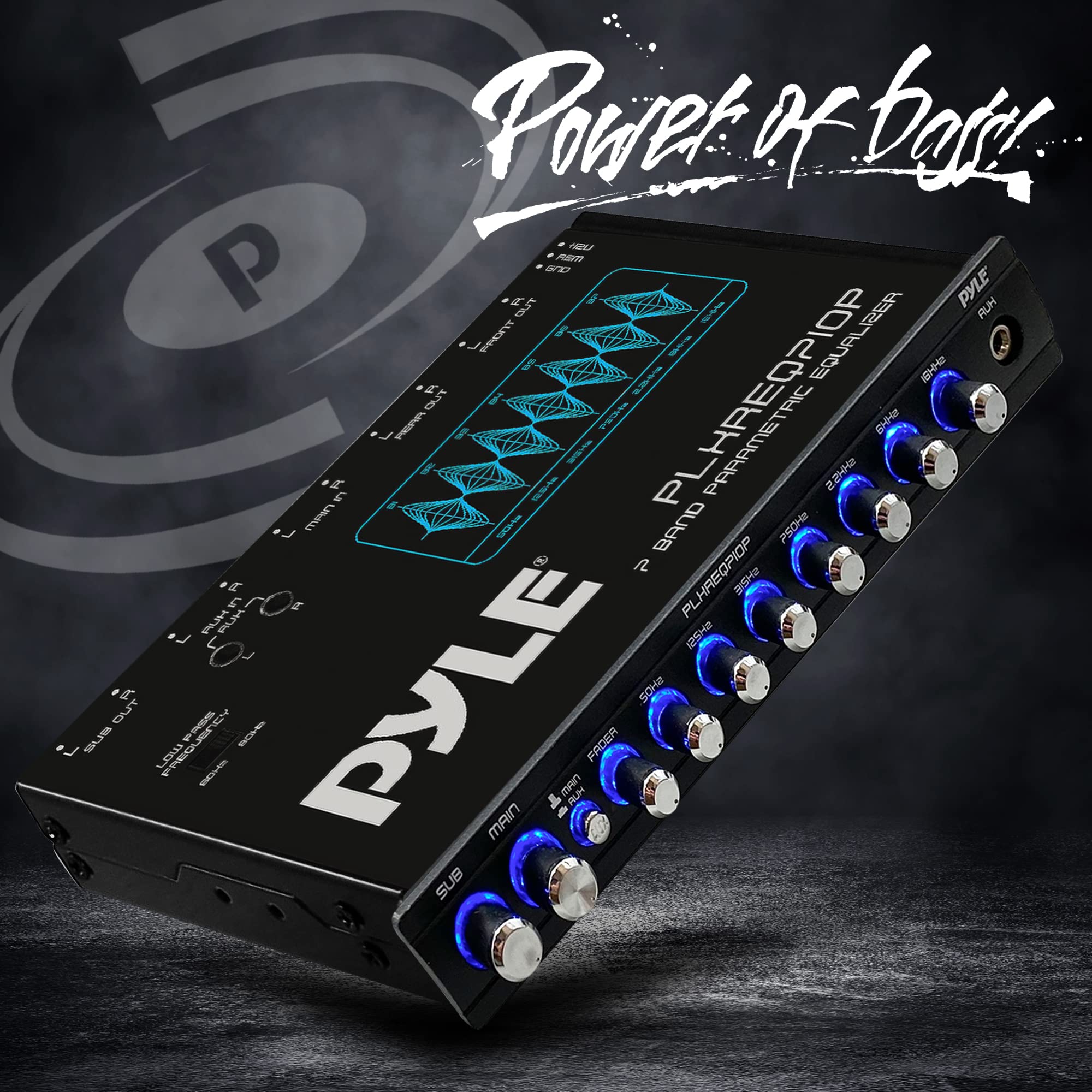 Pyle 7 Band Parametric Equalizer - 7 Volt RMS Pre-Amp Output with Subwoofer Gain Control, and 3 Input Sources Selectable, Blue Light Illumination