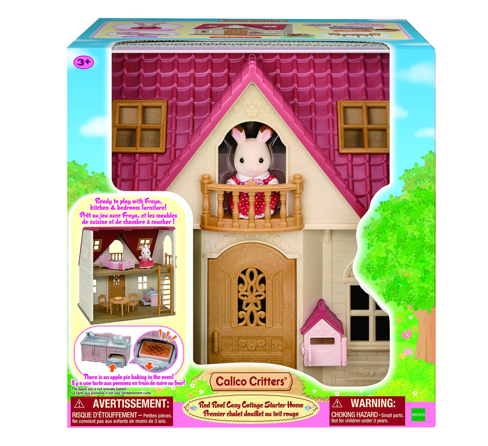 Calico Critters Red Roof Cozy Cottage Dollhouse Playset with Figure, Furniture and Accessories
