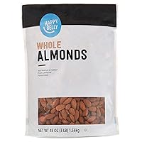 Amazon Brand - Happy Belly Whole Raw Almonds, 48 ounce (Pack of 1)