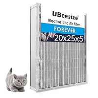 UBeesize 20x25x5 Reusable Air Filter HVAC AC Furnace Filter,Washable, Lasts a Lifetime,Permanent Filter,For Lennox (X6673), Honeywell (FC100A1037),Carrier,and More(Actual Size:19.88x24.72x4.33Inch)