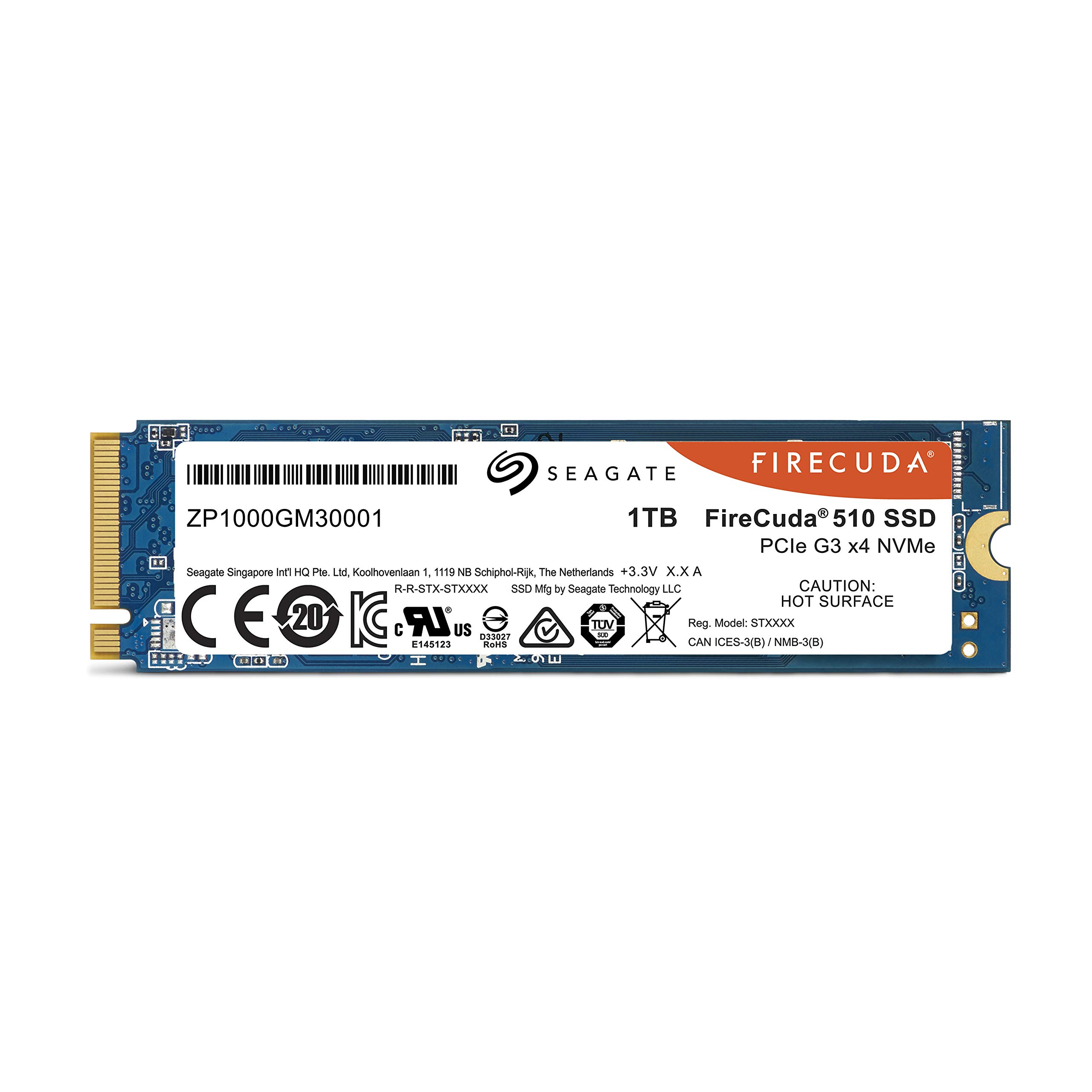 Seagate FireCuda 510 1TB Performance Internal Solid State Drive SSD PCIe Gen3 x4 NVMe 1.3 for Gaming PC Gaming Laptop Desktop (ZP1000GM30011)