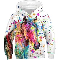 RAISEVERN Kids Hooded Sweatshirt 3D Pullover Hoodie for Girls Boys with Pocket for 6-16 Years