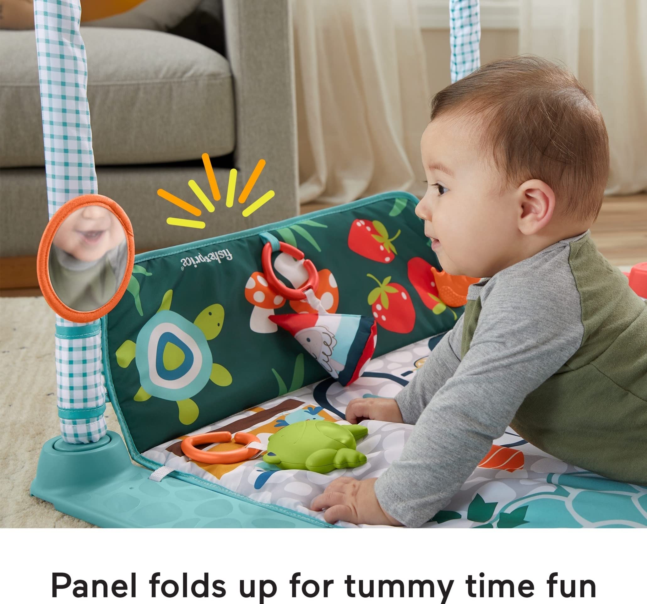 Fisher-Price Playmat 3-In-1 Crawl & Play Activity Gym With 5 Baby Toys For Newborn To Toddler Sensory & Fine Motor Play