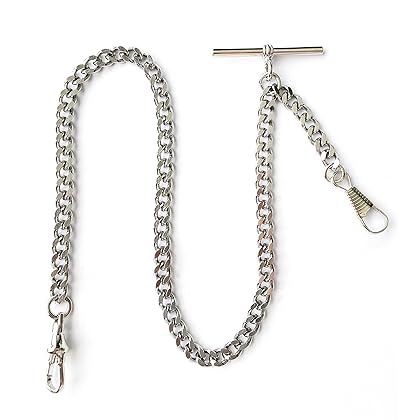 Dueber Deluxe Silver Chrome Single Albert Pocket Watch Chain Fob Drop Attachment USA