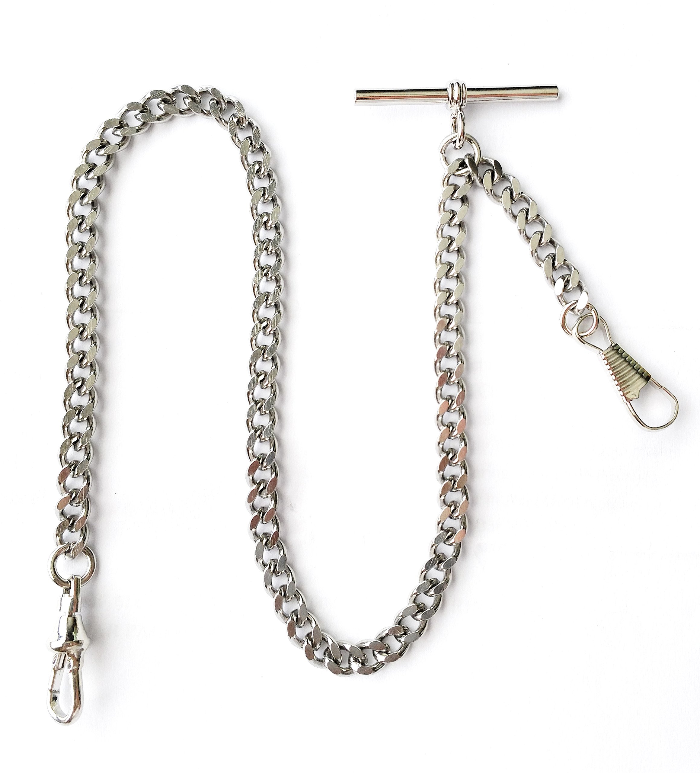 Dueber Deluxe Silver Chrome Single Albert Pocket Watch Chain Fob Drop Attachment USA