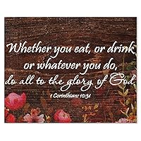Distressed Wooden Sign Whether You Eat Or Drink Or Whatever You Do Painted Wood Plaque Sign Quote Decorative Country Wall Décor Signs for Nursery Pantry 16x20 Inch
