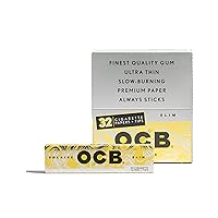 OCB Solaire Slim Size Rolling Papers with Tips, 24 Booklets (32 Papers and 32 Tips per Booklet) King-Size Rolling Paper Set - 100% Natural Wood Fibers, Unbleached Paper